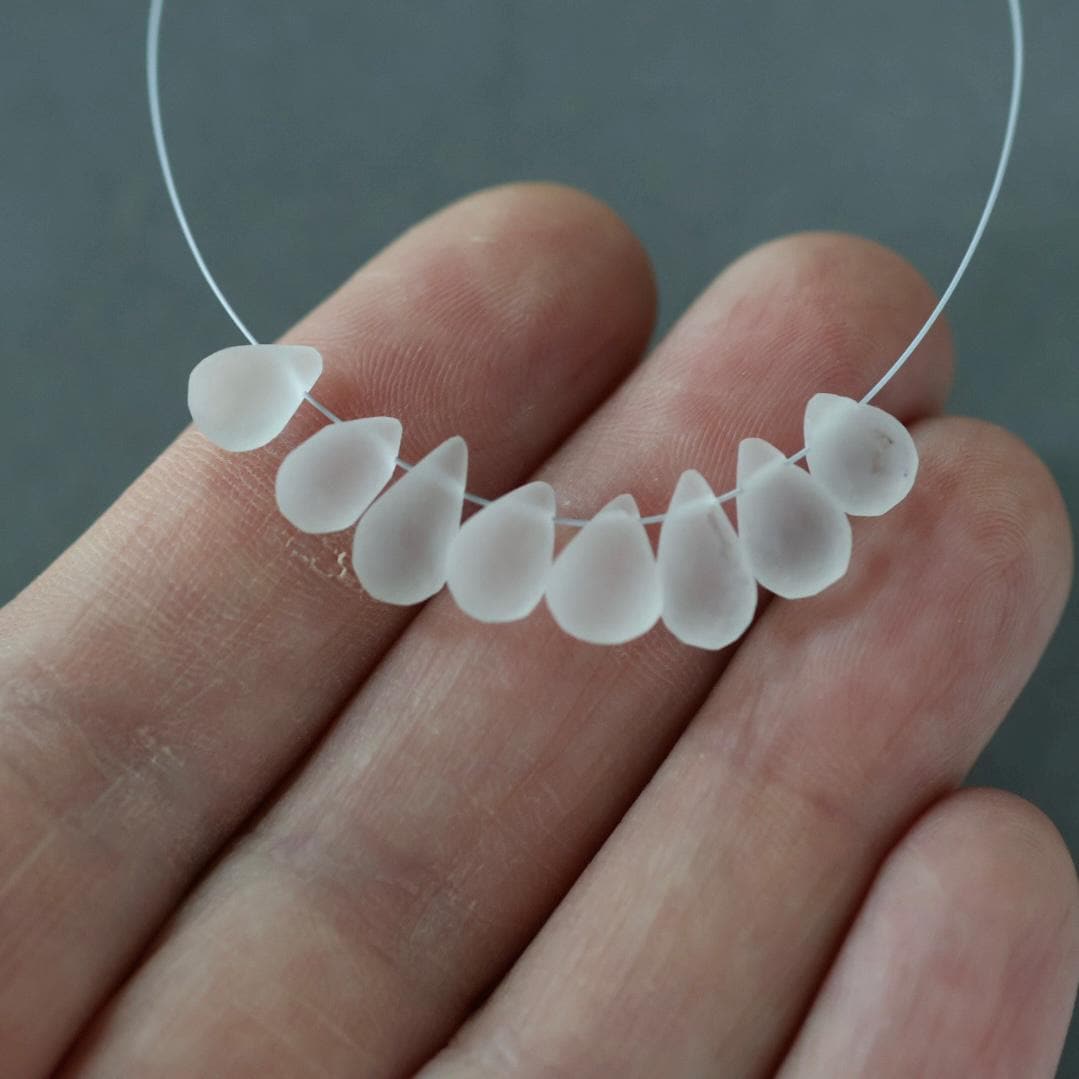 AAA Matte Rock Quartz Briolette Beads Frosted 8 PCs Clear Crystal Peardrops Drops Genuine Gemstone DIY Jewelry Making Earrings Necklace