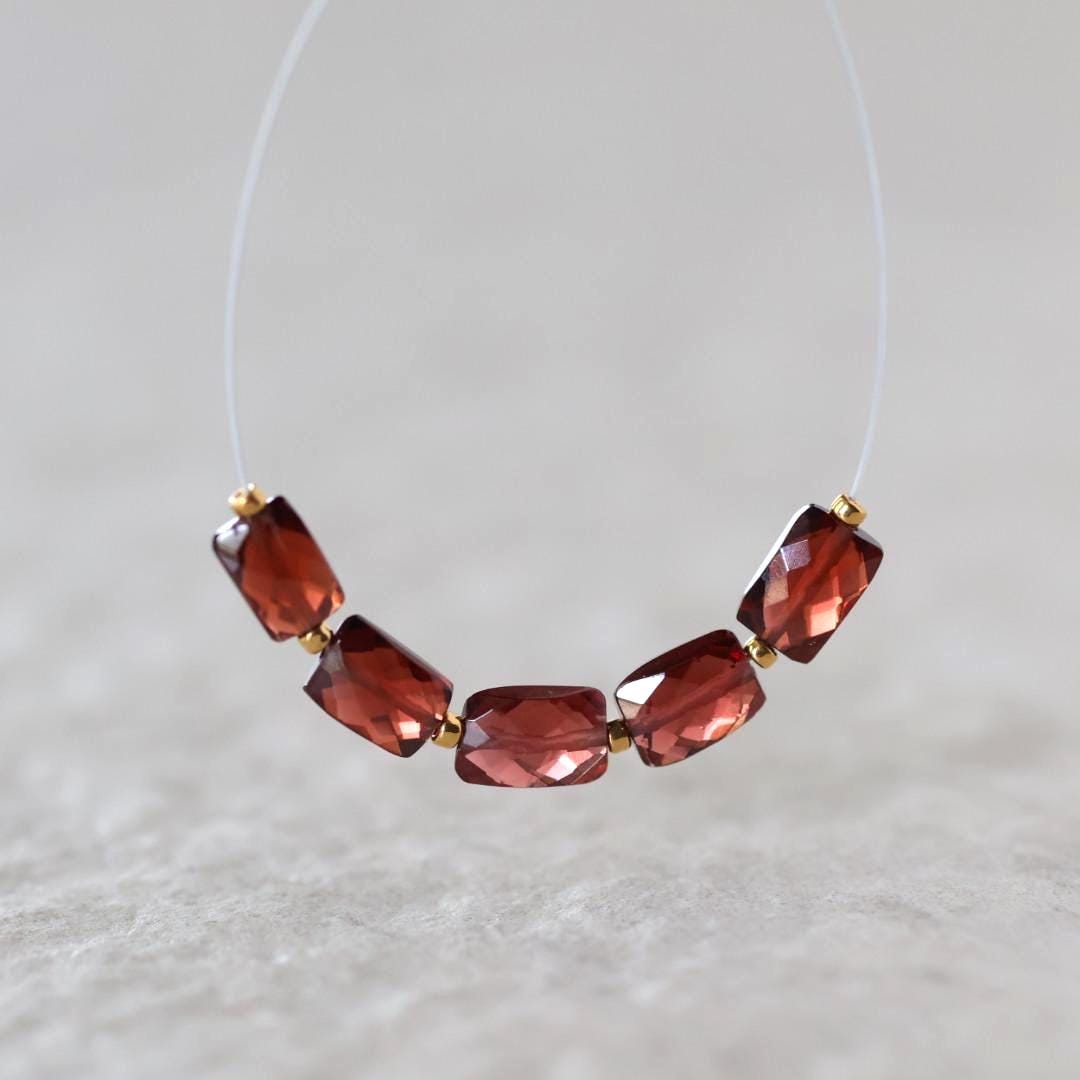 AAA Mozambique Garnet Beads Faceted Rectangle 4x6mm Natural Gemstone for DIY Jewelry Making