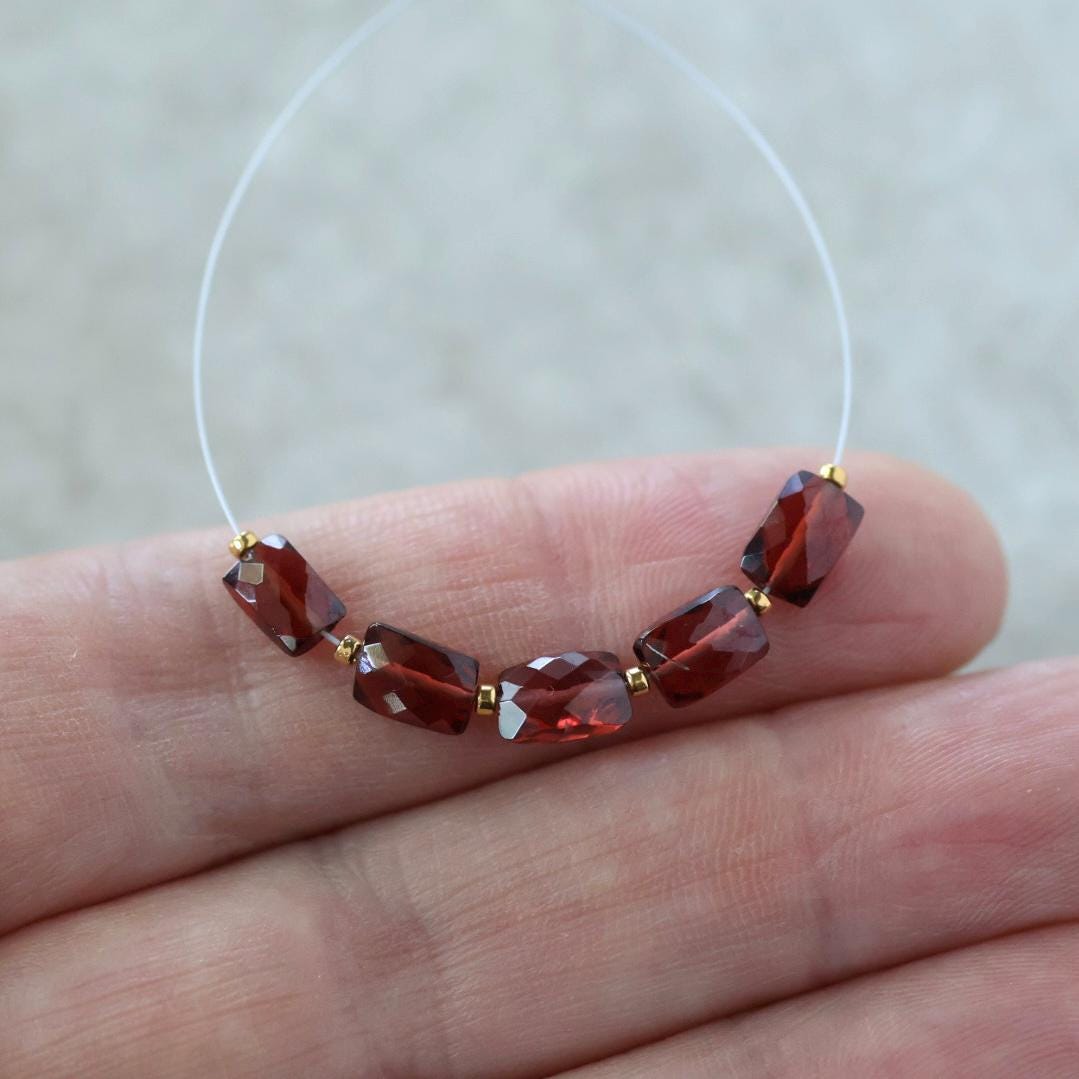 AAA Mozambique Garnet Beads Faceted Rectangle 4x6mm Natural Gemstone for DIY Jewelry Making