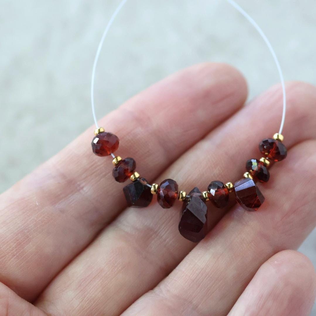AAA Mozambique Garnet Beads Twisted Briolette Teardrop Faceted Rondelle Natural Gemstone for DIY Jewelry Making
