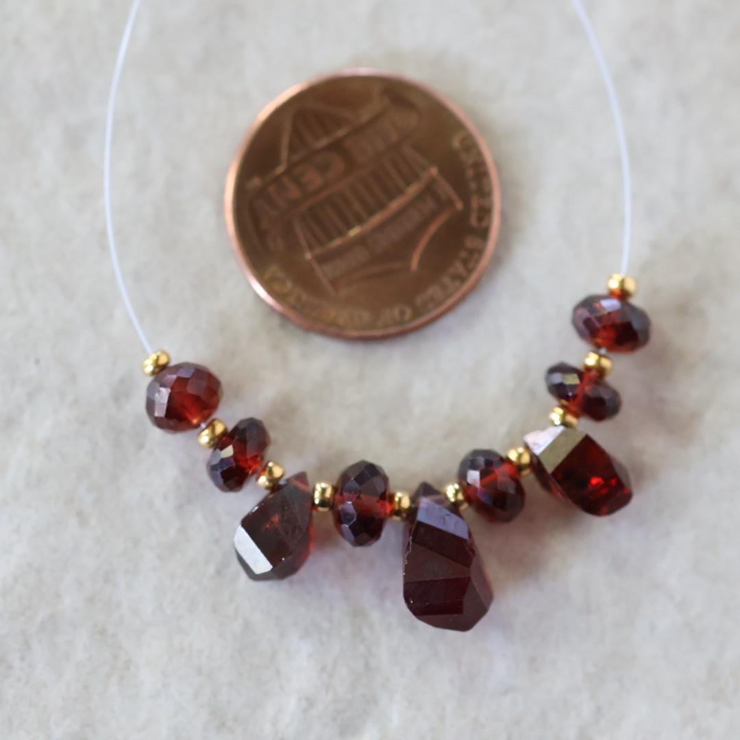 AAA Mozambique Garnet Beads Twisted Briolette Teardrop Faceted Rondelle Natural Gemstone for DIY Jewelry Making
