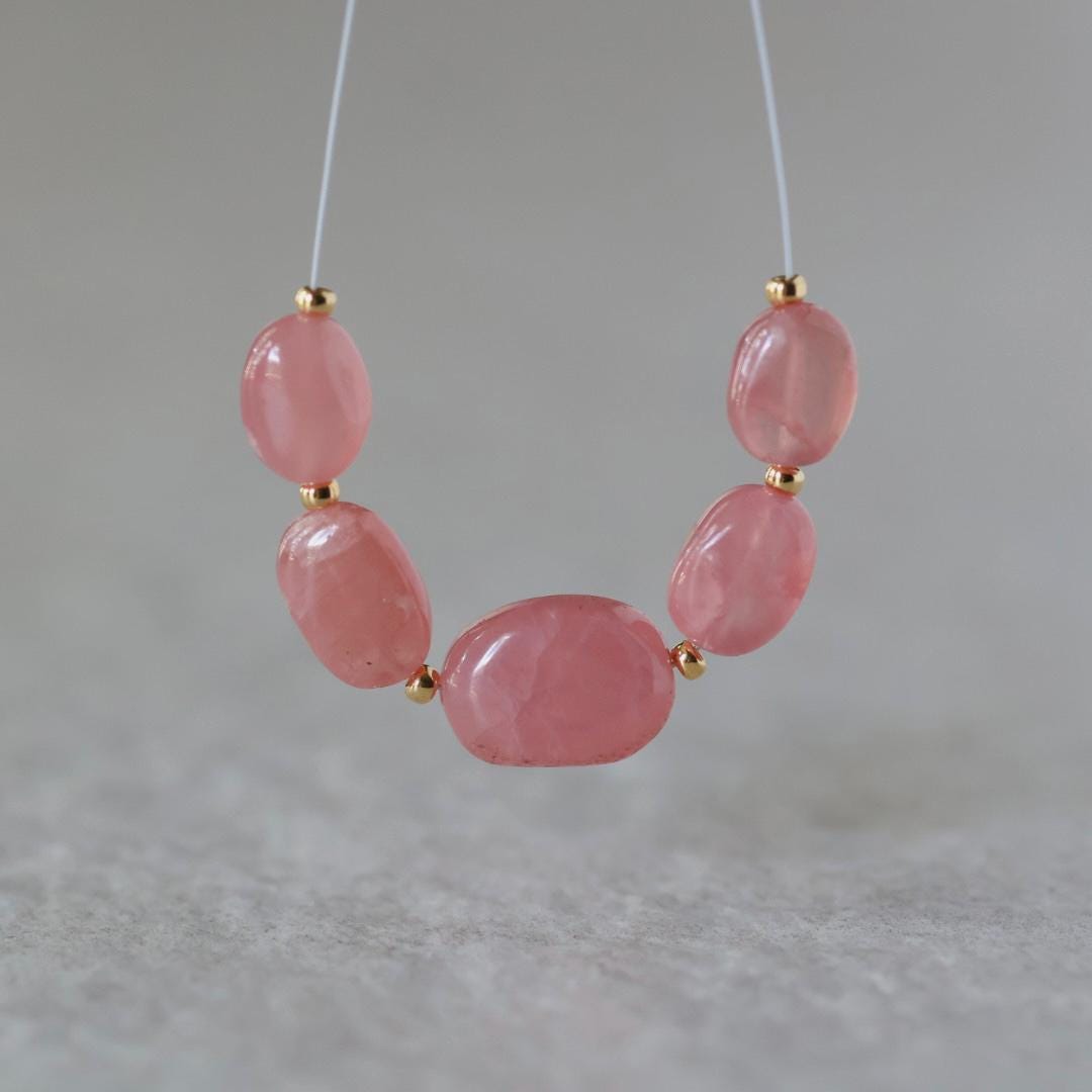 AAA Peruvian Rhodochrosite Oval Beads Smooth 5 PCs Natural Peach Gemstone Beads for DIY Jewelry Making