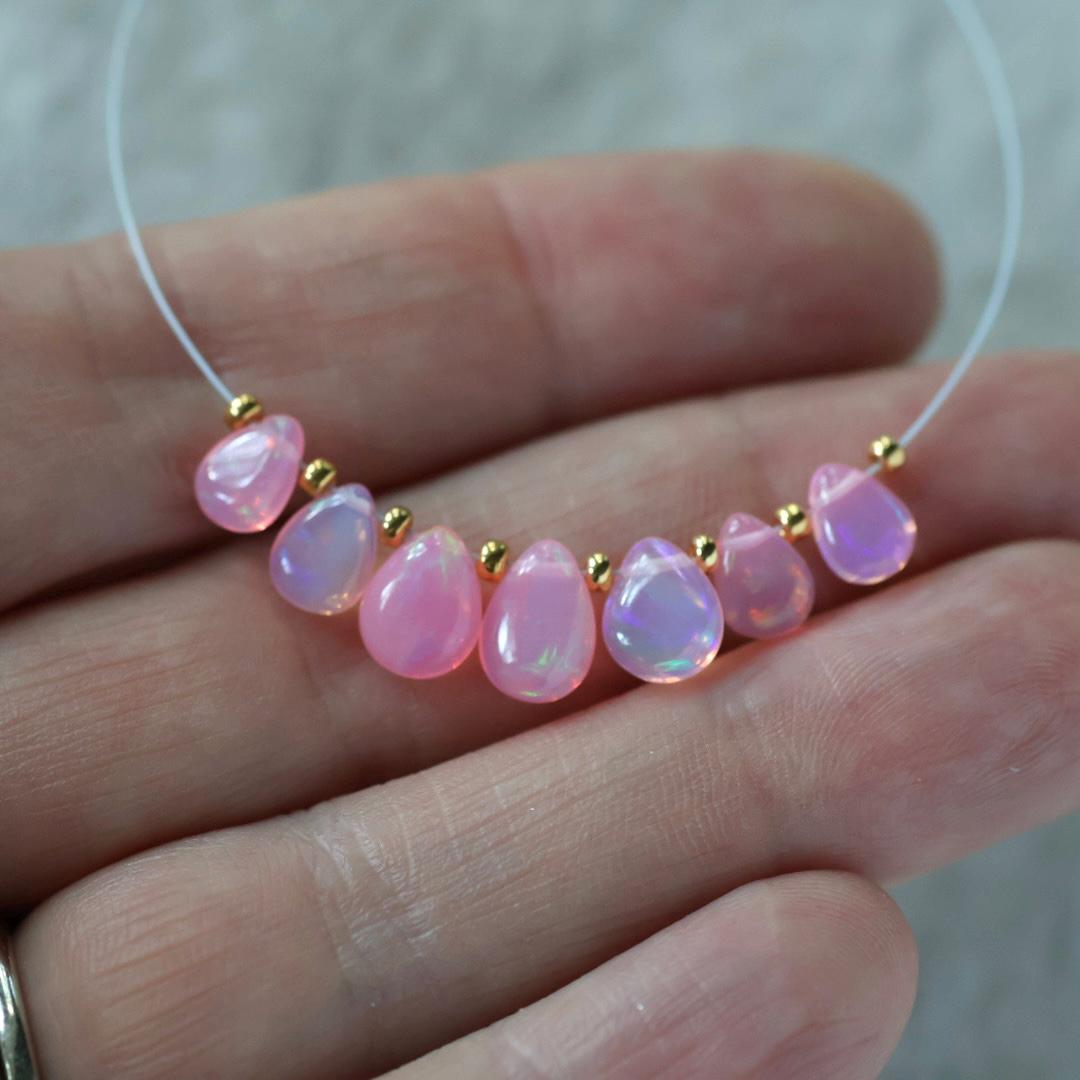 AAA Pink Ethiopian Opal Briolette Beads Smooth Teardrops Drops Natural Disco Welo Opal For DIY Jewelry Making Earrings