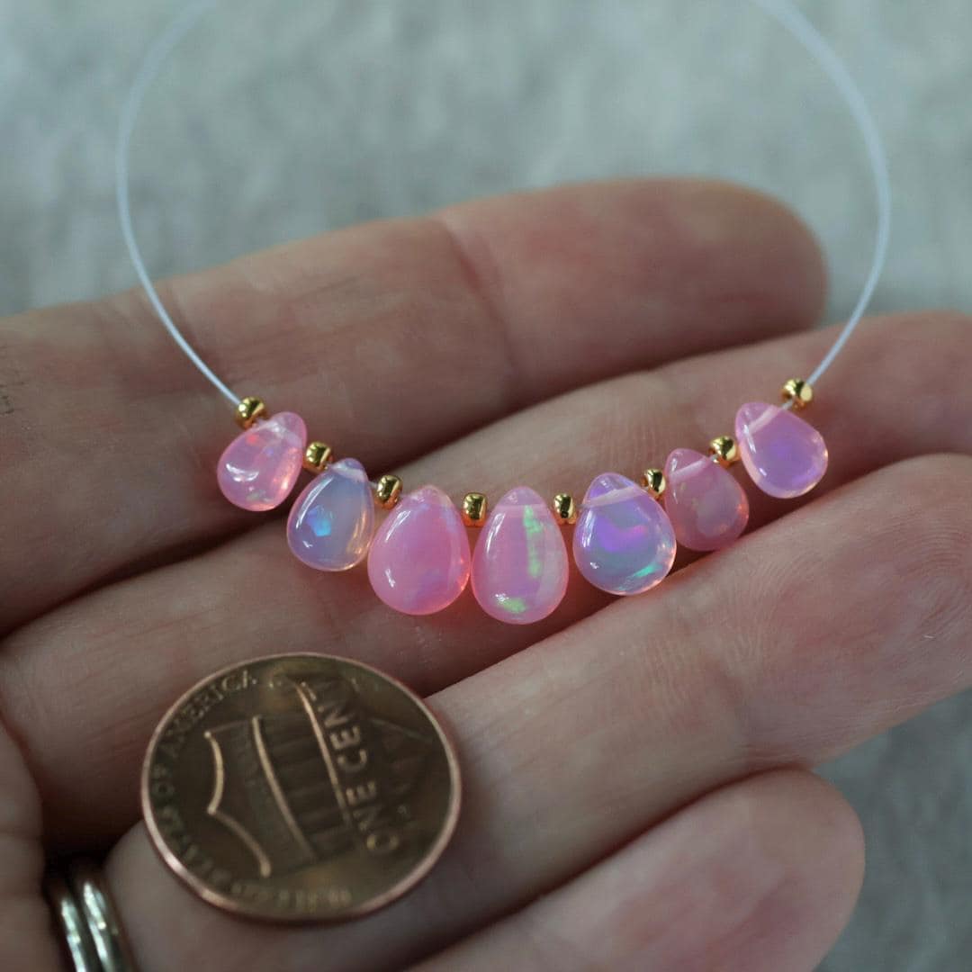 AAA Pink Ethiopian Opal Briolette Beads Smooth Teardrops Drops Natural Disco Welo Opal For DIY Jewelry Making Earrings