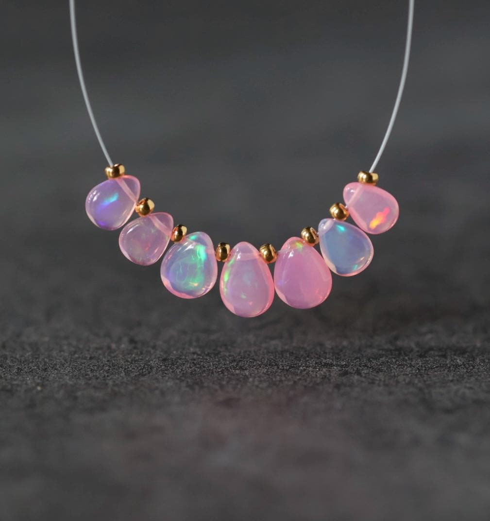 AAA Pink Ethiopian Opal Briolette Beads Smooth Teardrops Drops Natural Disco Welo Opal For DIY Jewelry Making Earrings