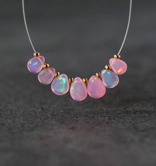 AAA Pink Ethiopian Opal Briolette Beads Smooth Teardrops Drops Natural Disco Welo Opal For DIY Jewelry Making Earrings