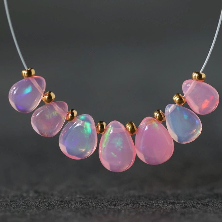 AAA Pink Ethiopian Opal Briolette Beads Smooth Teardrops Drops Natural Disco Welo Opal For DIY Jewelry Making Earrings