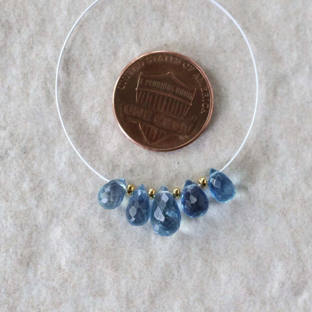 AAA Santa Maria Aquamarine Briolette Beads Faceted Teardrops Drops 7-9mm Natural Gemstone For DIY Jewelry Making Supplies