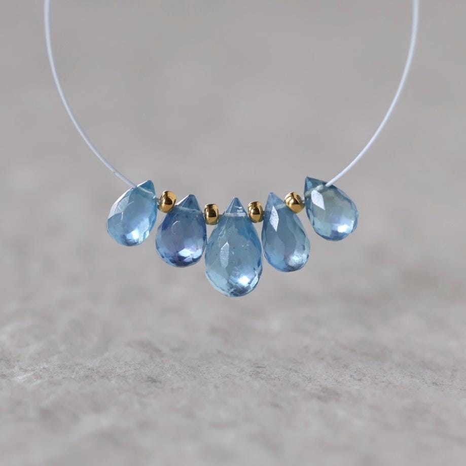 AAA Santa Maria Aquamarine Briolette Beads Faceted Teardrops Drops 7-9mm Natural Gemstone For DIY Jewelry Making Supplies
