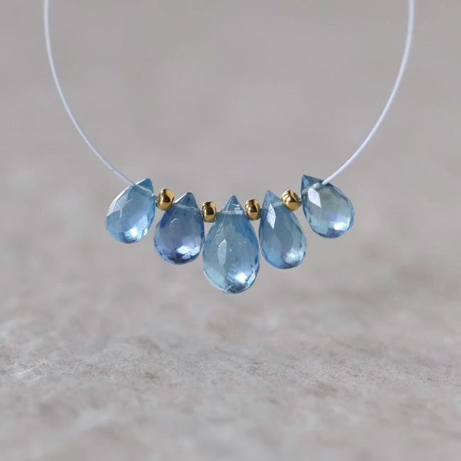 AAA Santa Maria Aquamarine Briolette Beads Faceted Teardrops Drops 7-9mm Natural Gemstone For DIY Jewelry Making Supplies