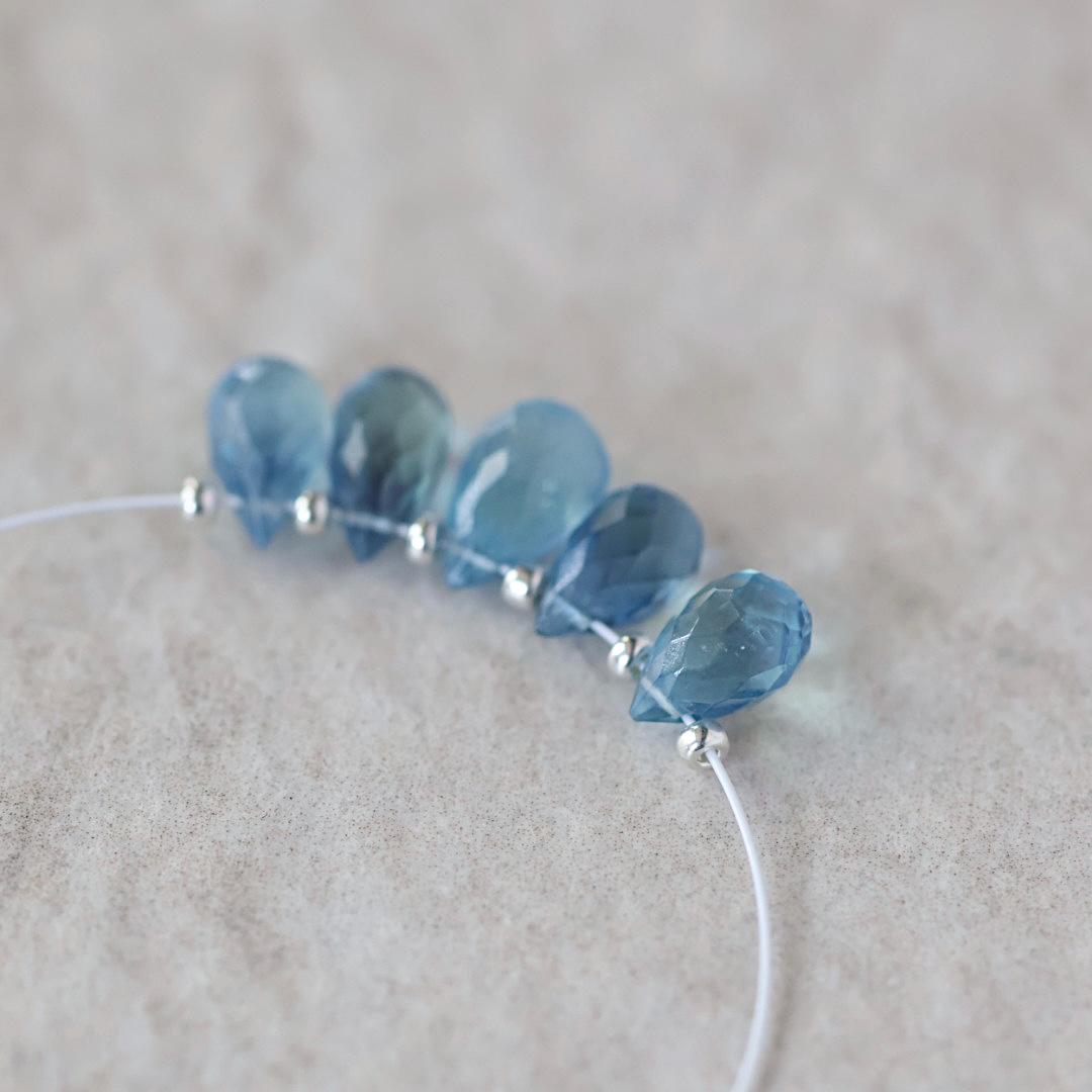 AAA Santa Maria Aquamarine Briolette Beads Faceted Teardrops Drops 7-9mm Natural Gemstone For DIY Jewelry Making Supplies