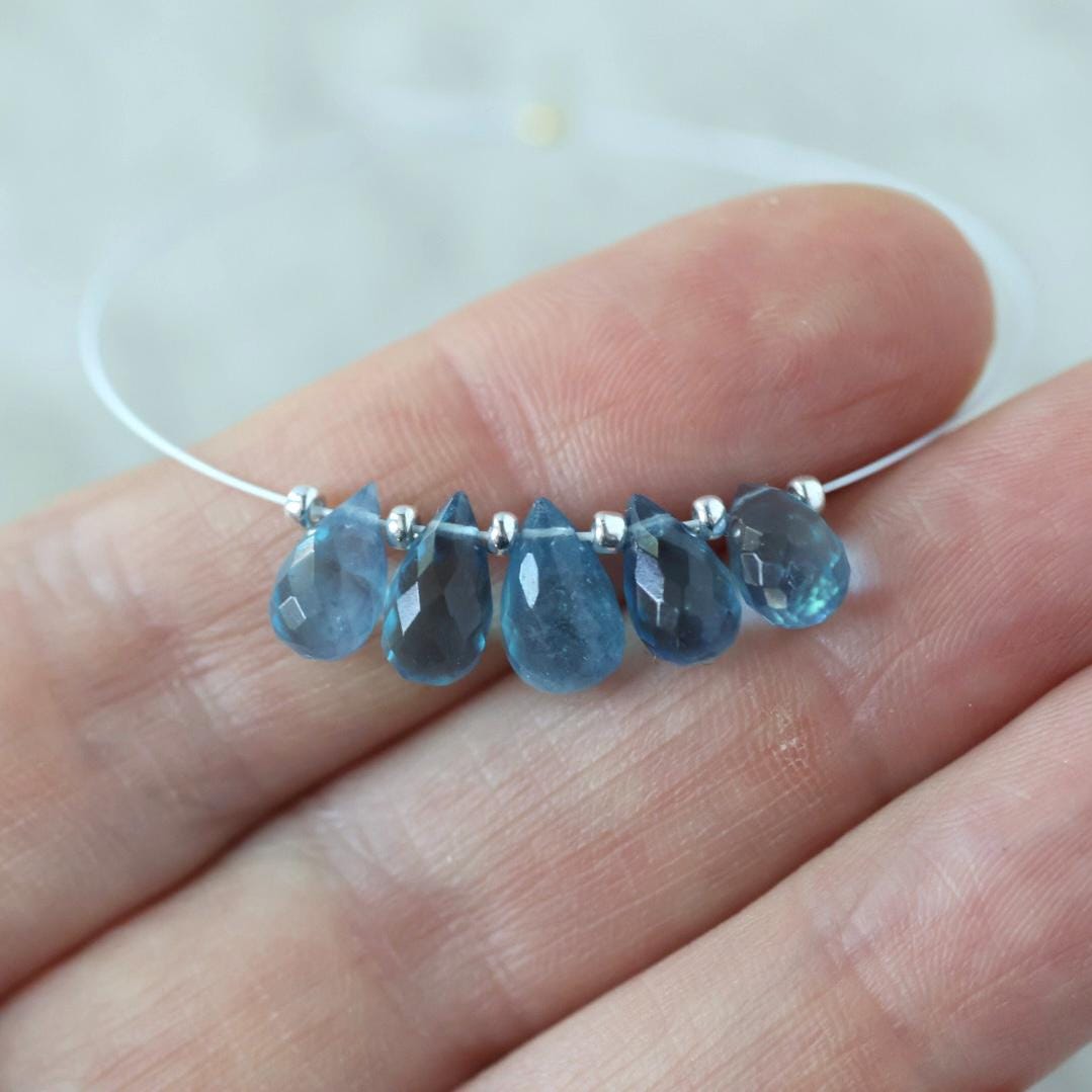 AAA Santa Maria Aquamarine Briolette Beads Faceted Teardrops Drops 7-9mm Natural Gemstone For DIY Jewelry Making Supplies