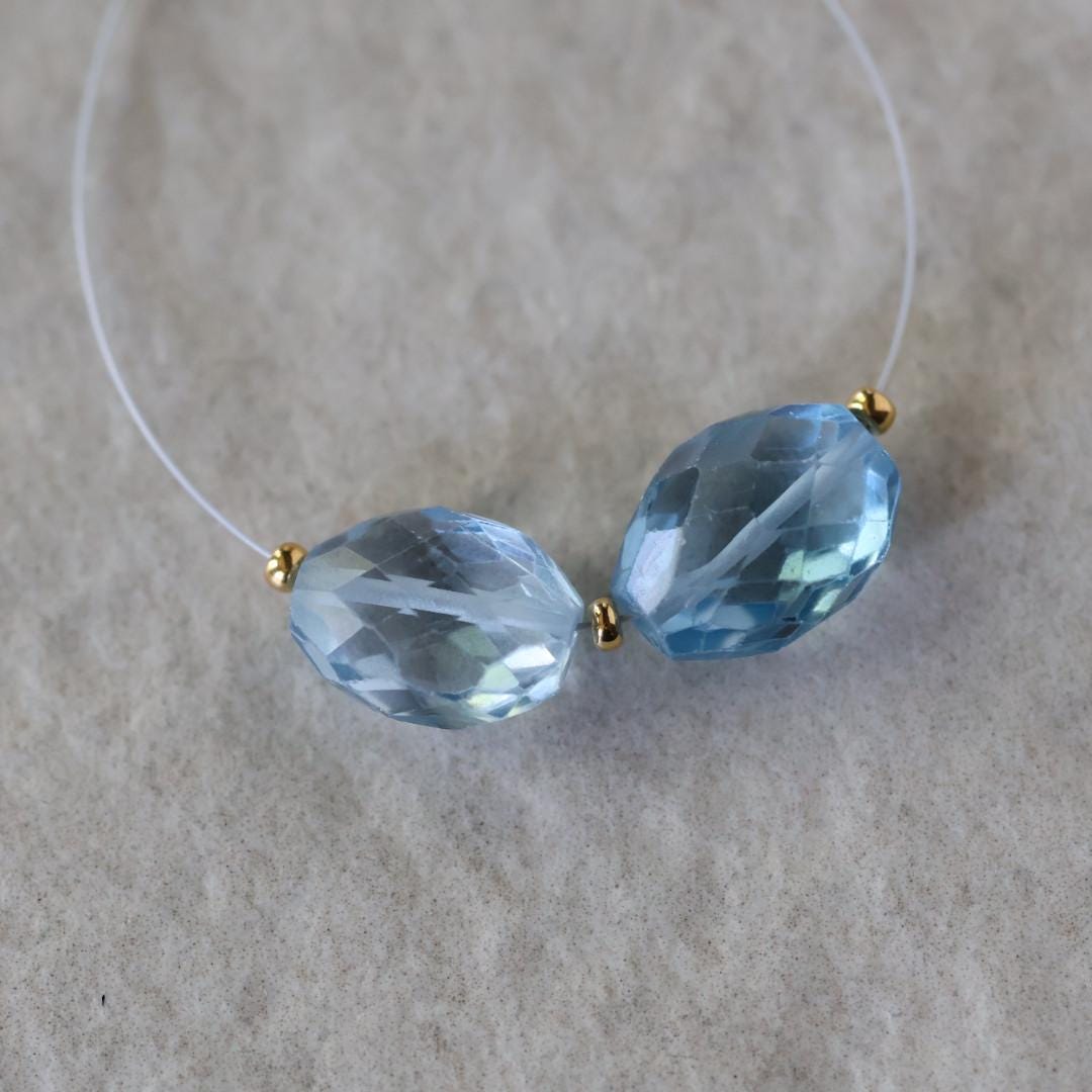 AAA Santa Maria Aquamarine Oval Faceted Beads 12mm Nugget Stone Chunk Gemstone For DIY Jewelry Making Supplies