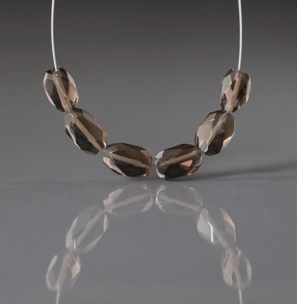 AAA Smoky Quartz Oval Beads Faceted Nuggets 6 PCs 5-8mm Transparent Brown Gemstone Beads Beading Crafter Gift