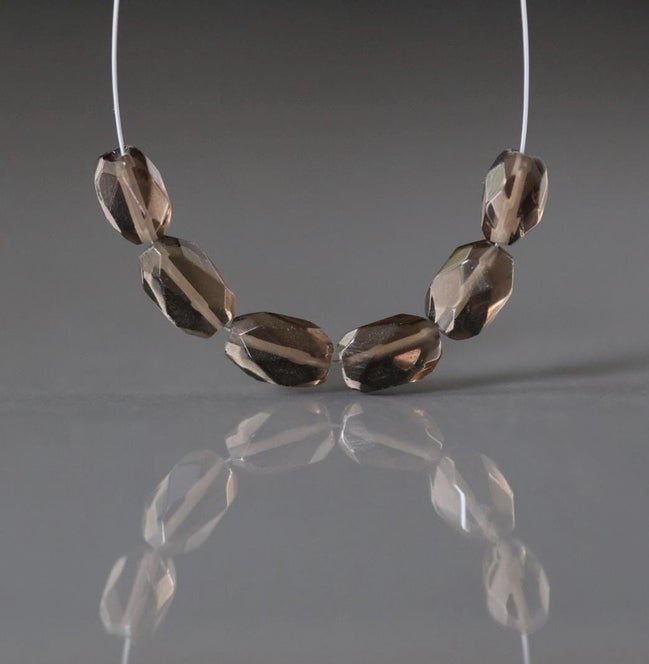 AAA Smoky Quartz Oval Beads Faceted Nuggets 6 PCs 5-8mm Transparent Brown Gemstone Beads Beading Crafter Gift