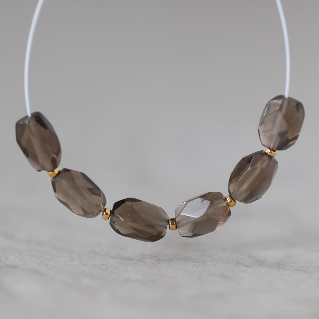 AAA Smoky Quartz Oval Beads Faceted Nuggets 6 PCs 5-8mm Transparent Brown Gemstone Beads Beading Crafter Gift