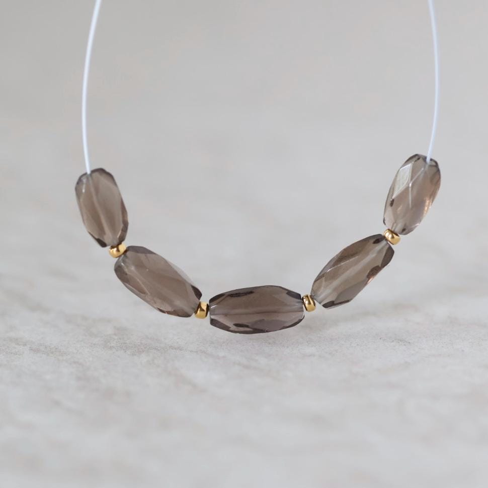 AAA Smoky Quartz Oval Beads Faceted Nuggets 6 PCs 5x7mm Transparent Brown Gemstone Beads Beading Crafter Gift