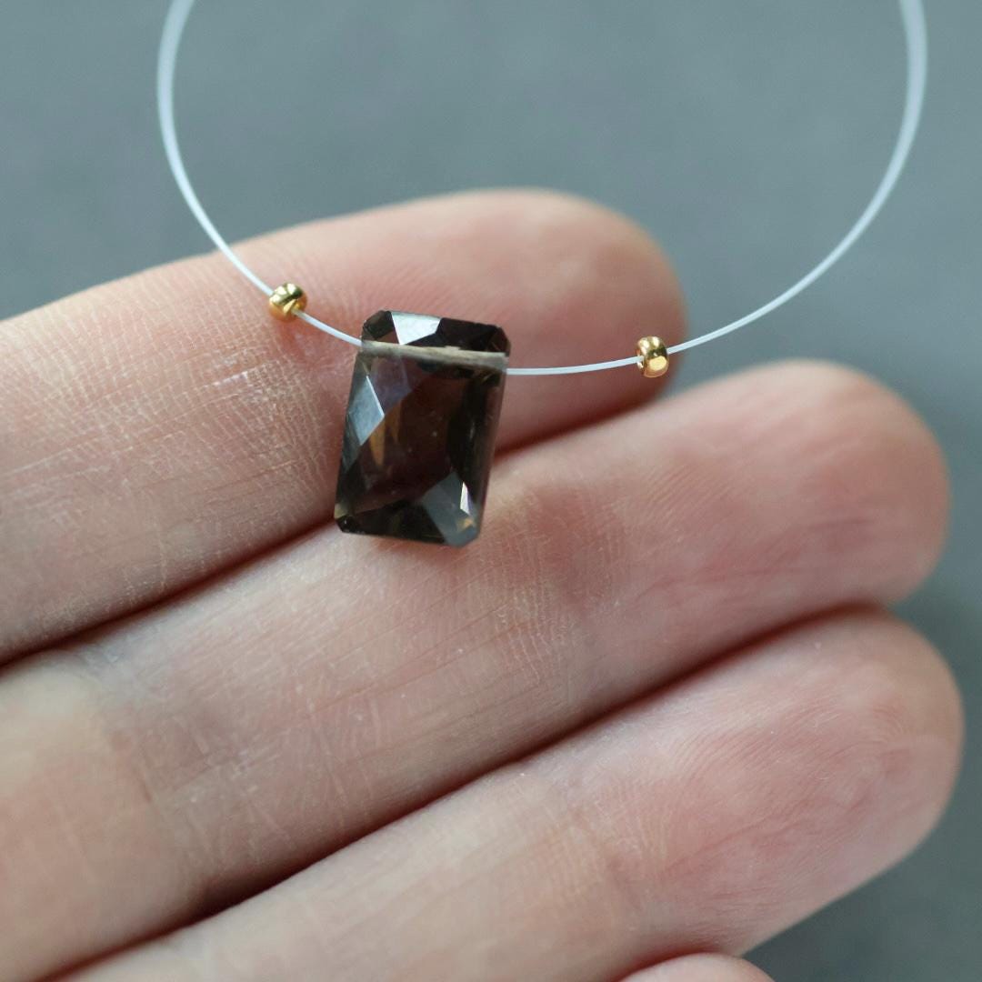 AAA Smoky Quartz Rectangle Bead Faceted Step Cut Briolette Faceted Genuine Bead 1 PC Transparent Brown Gemstone Beads Beading Crafter Gift