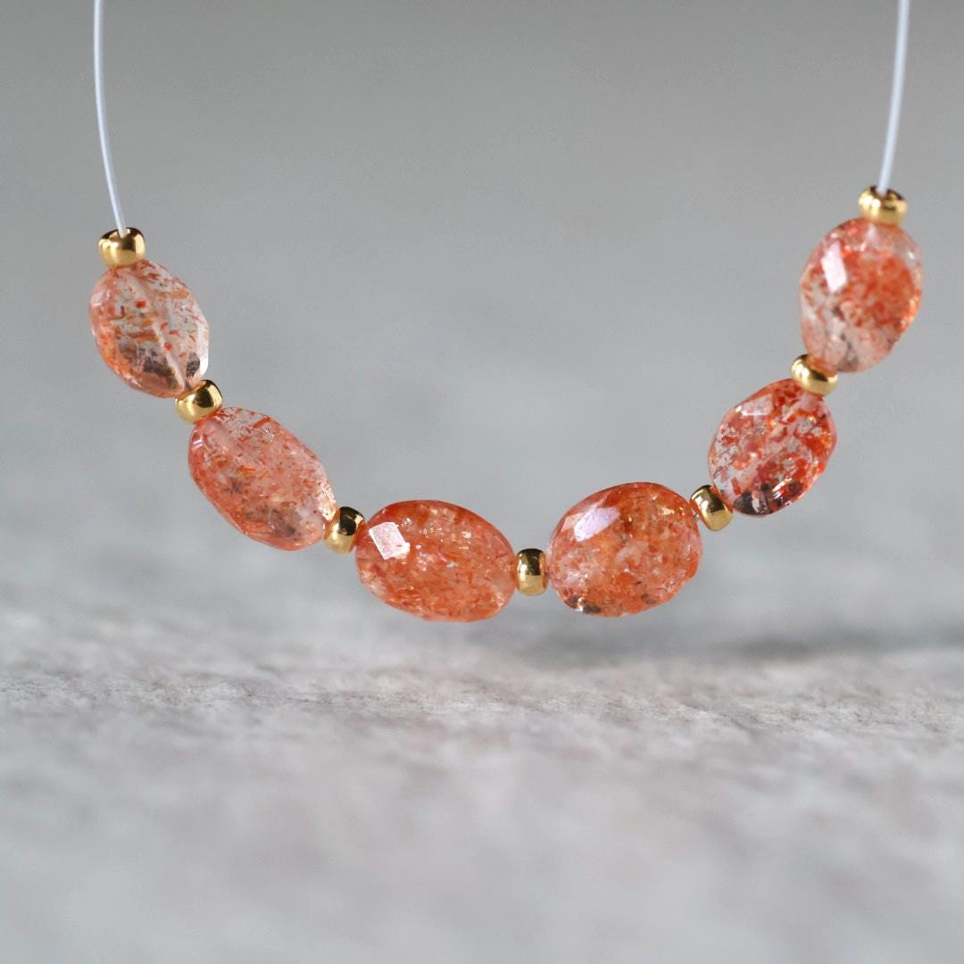 AAA Tanzanian Sunstone Oval Beads Faceted Genuine Gemstone Beads for DIY Jewelry Making Earrings Necklace Pendant