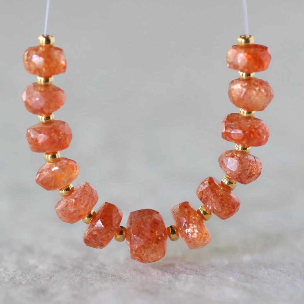 AAA Tanzanian Sunstone Rondelle Beads Faceted Genuine Gemstone Beads for DIY Jewelry Making Earrings Necklace Pendant
