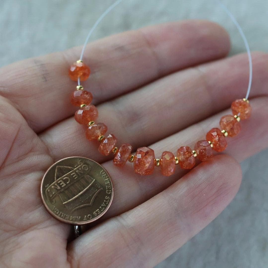 AAA Tanzanian Sunstone Rondelle Beads Faceted Genuine Gemstone Beads for DIY Jewelry Making Earrings Necklace Pendant