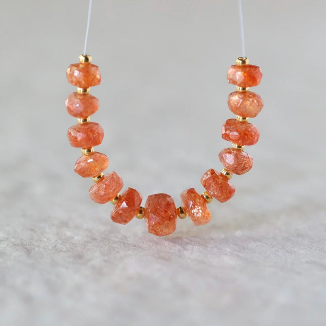 AAA Tanzanian Sunstone Rondelle Beads Faceted Genuine Gemstone Beads for DIY Jewelry Making Earrings Necklace Pendant