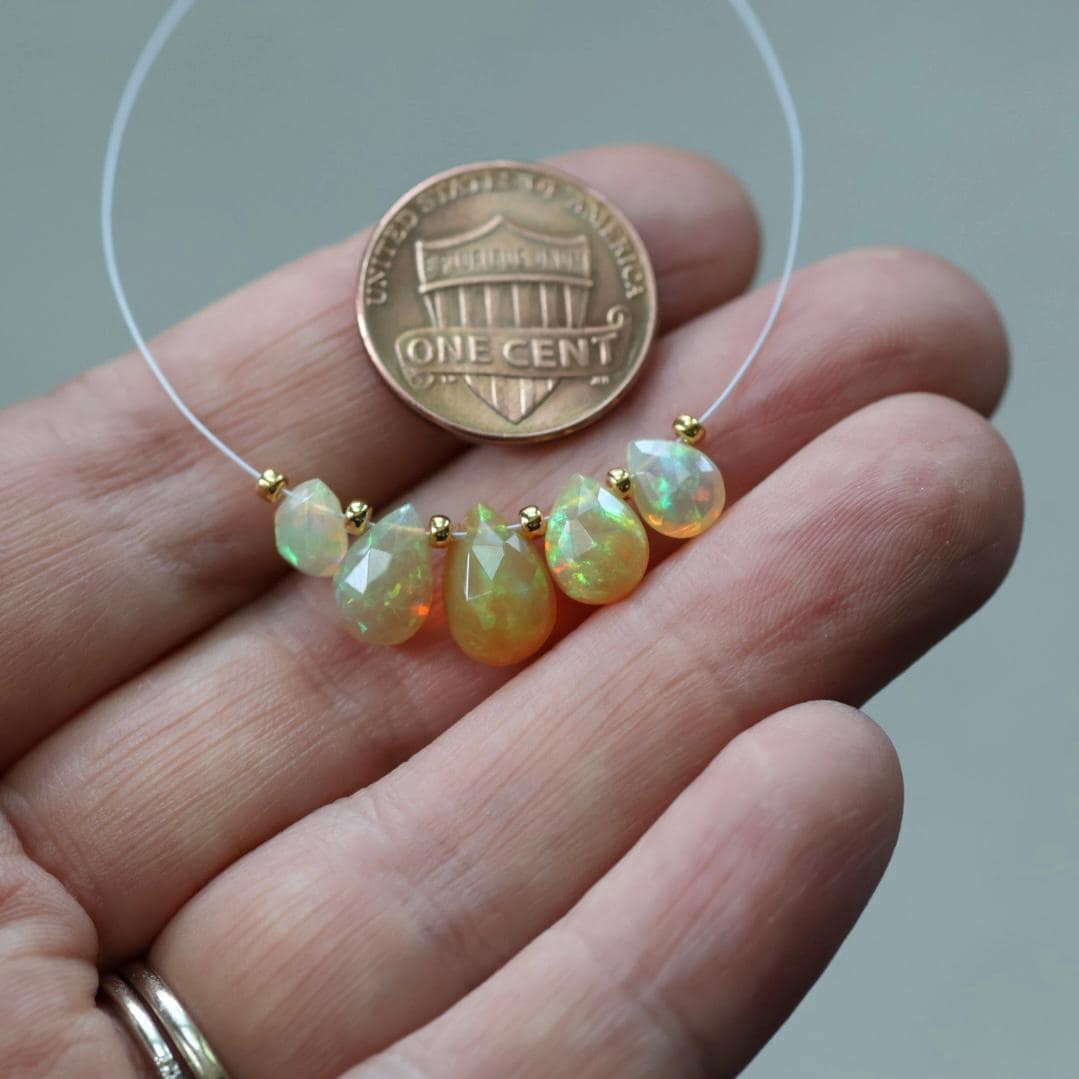 AAA Yellow Ethiopian Opal Briolette Beads Faceted Teardrops Drops Natural Disco Welo Opal For DIY Jewelry Making Earrings