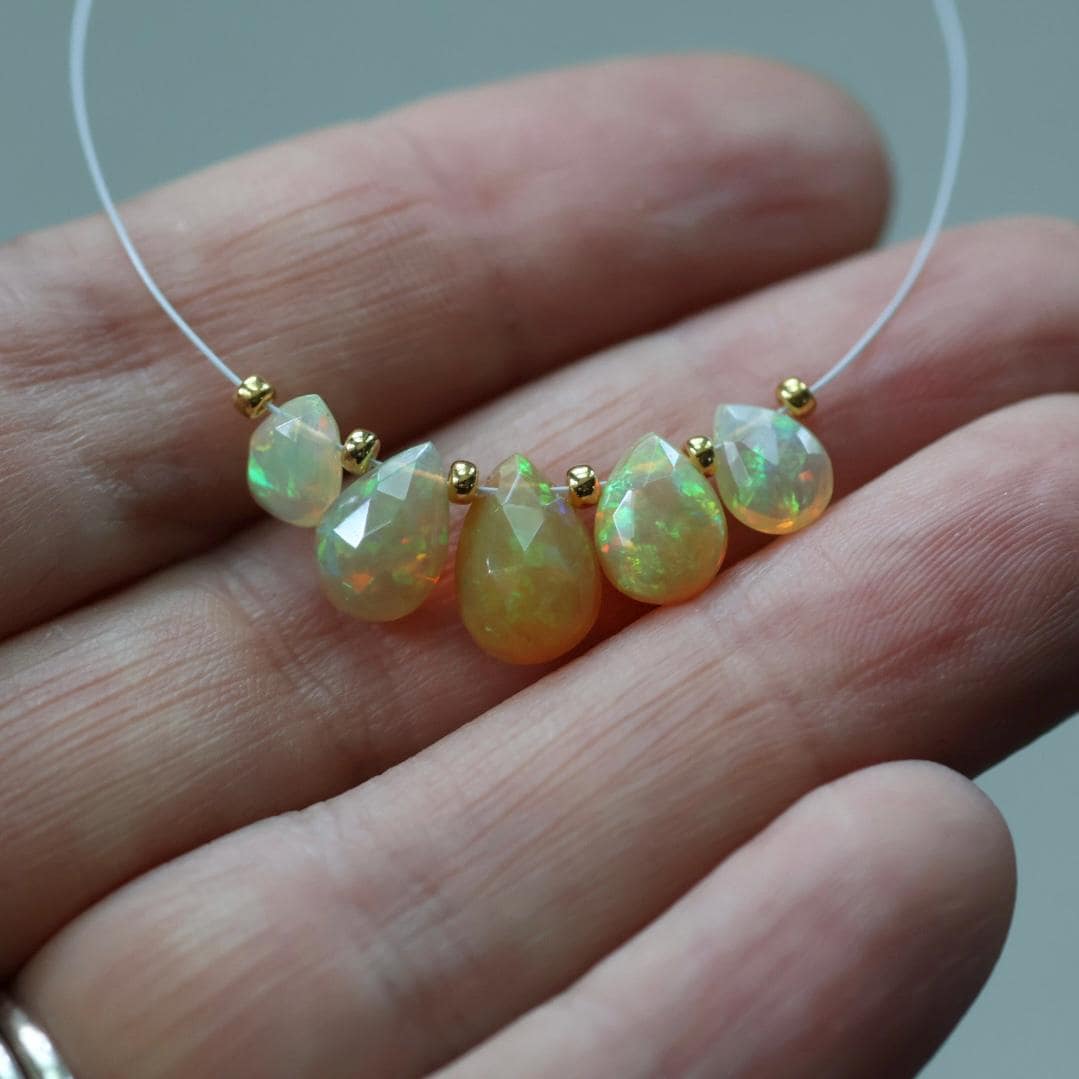 AAA Yellow Ethiopian Opal Briolette Beads Faceted Teardrops Drops Natural Disco Welo Opal For DIY Jewelry Making Earrings