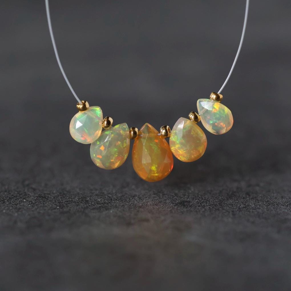 AAA Yellow Ethiopian Opal Briolette Beads Faceted Teardrops Drops Natural Disco Welo Opal For DIY Jewelry Making Earrings