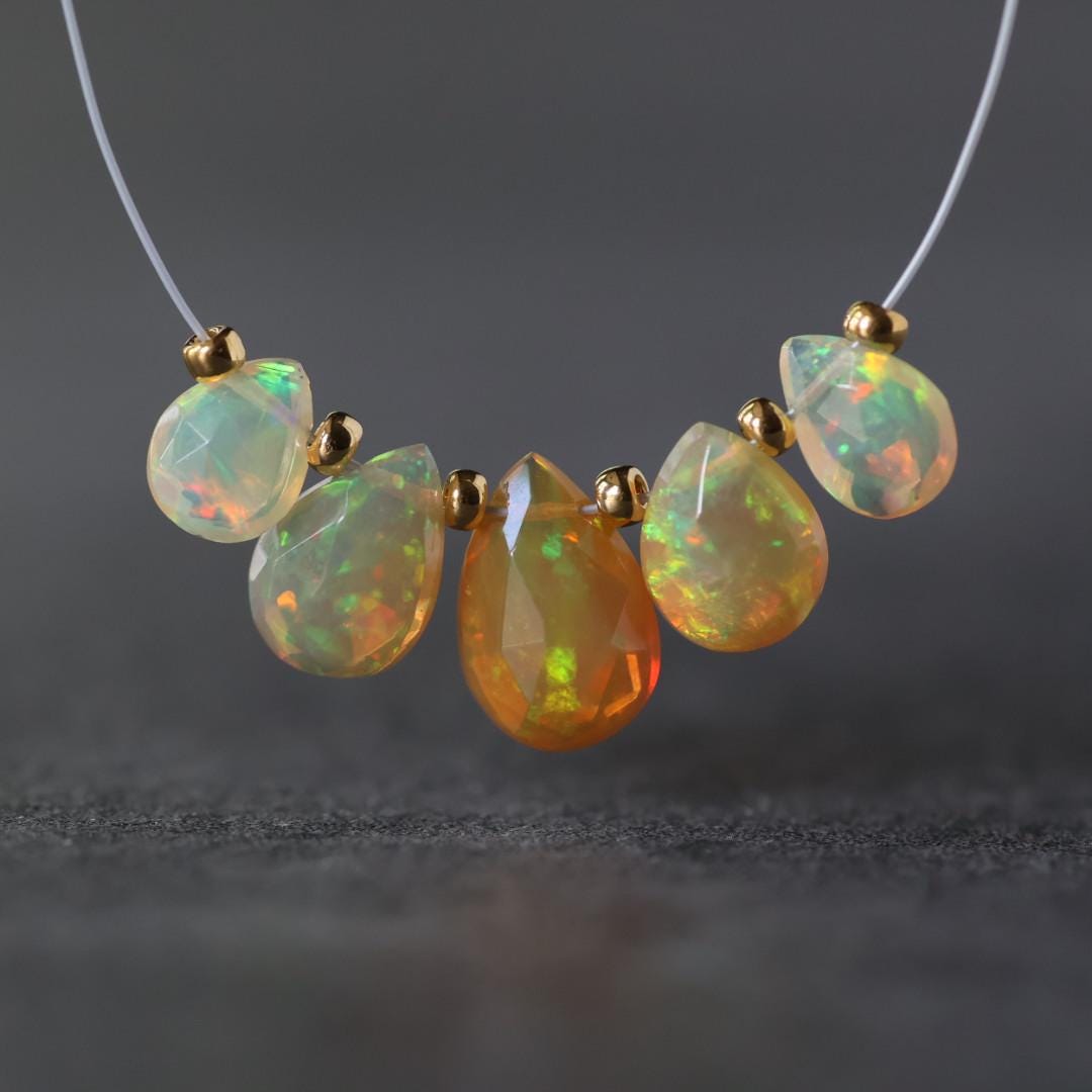 AAA Yellow Ethiopian Opal Briolette Beads Faceted Teardrops Drops Natural Disco Welo Opal For DIY Jewelry Making Earrings