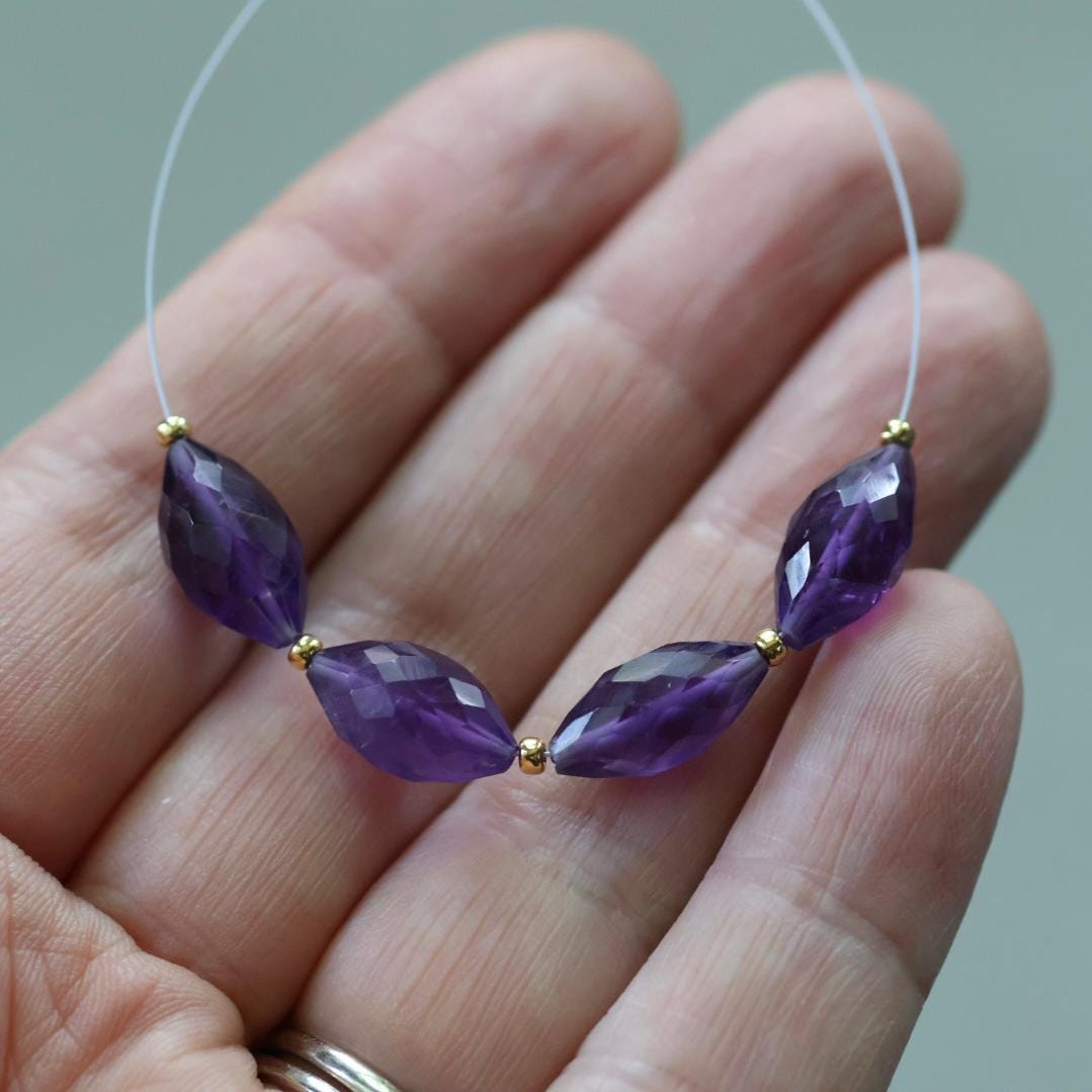 African Amethyst Barrel Beads Faceted Genuine Beads 7x13mm Oval For DIY Jewelry Making Earrings Gift February Birthstone