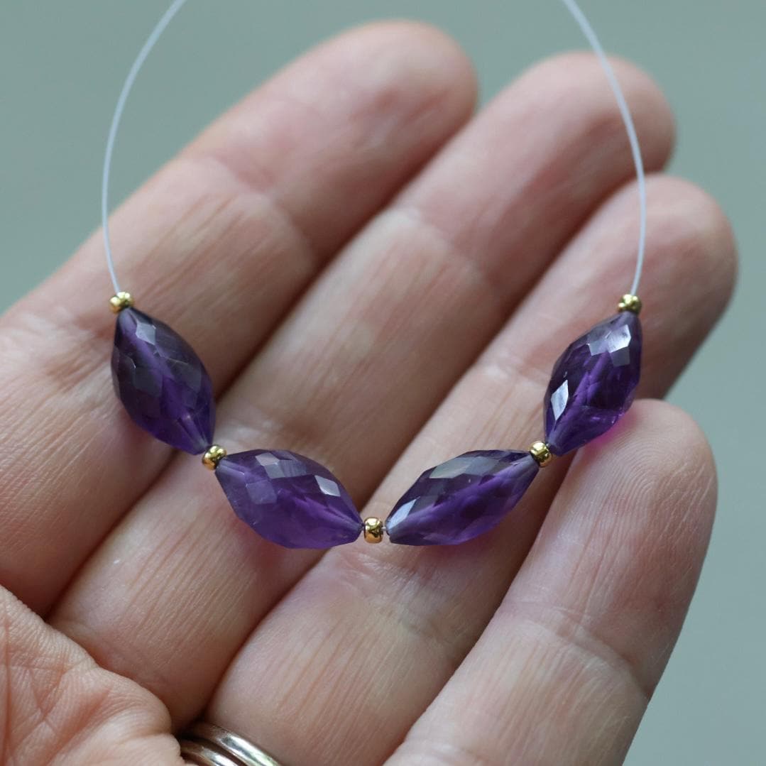 African Amethyst Barrel Beads Faceted Genuine Beads 7x13mm Oval For DIY Jewelry Making Earrings Gift February Birthstone