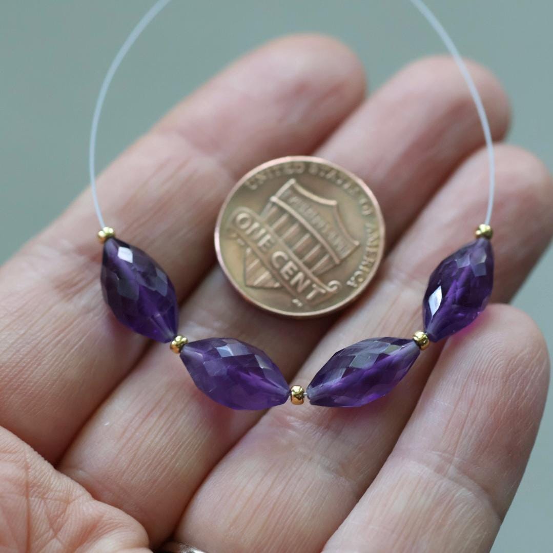 African Amethyst Barrel Beads Faceted Genuine Beads 7x13mm Oval For DIY Jewelry Making Earrings Gift February Birthstone