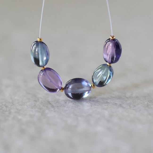 Alexandrite Oval Beads Smooth 5 PCs 5mm x 7mm Gemstone Bead for Jewelry Making DIY Earrings