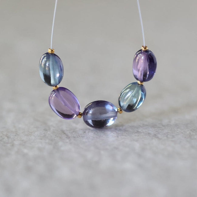 Alexandrite Oval Beads Smooth 5 PCs 7mm x 9mm Gemstone Bead for Jewelry Making DIY Earrings
