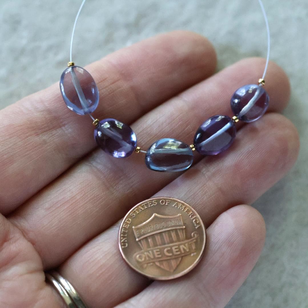 Alexandrite Oval Beads Smooth 5 PCs 8mm x 11mm Gemstone Bead for Jewelry Making DIY Earrings