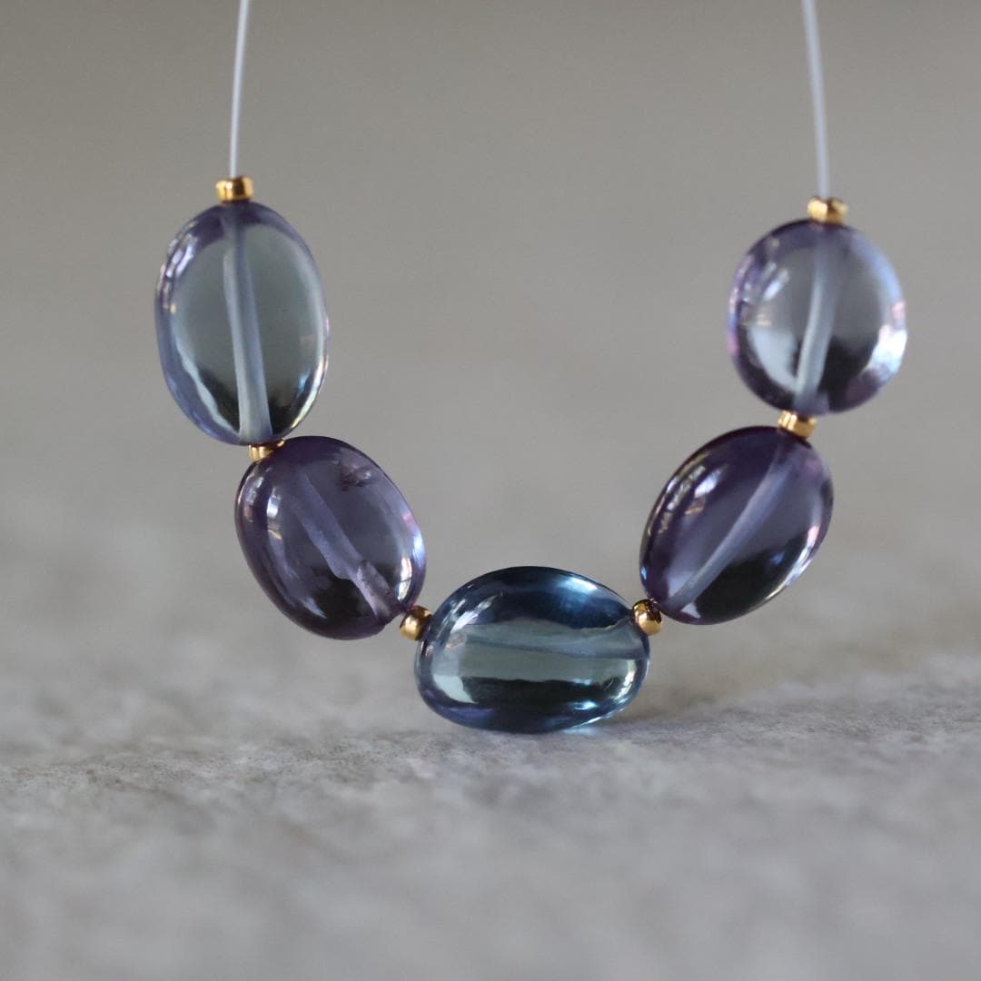 Alexandrite Oval Beads Smooth 5 PCs 8mm x 11mm Gemstone Bead for Jewelry Making DIY Earrings