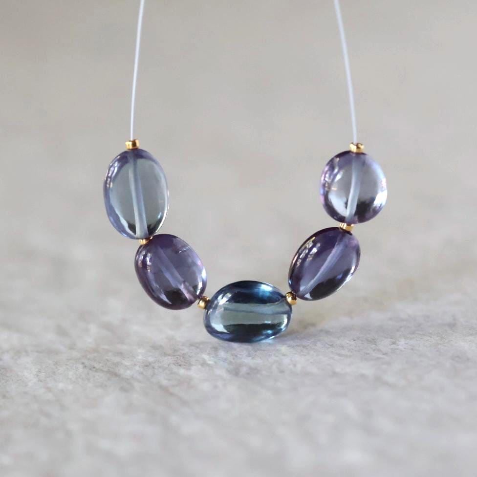 Alexandrite Oval Beads Smooth 5 PCs 8mm x 11mm Gemstone Bead for Jewelry Making DIY Earrings
