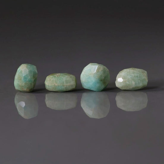 Amazonite Nugget Beads Faceted Chunks 4 Pieces Freeform Chunks Rough Gemstone Beads Jewelry Making Beading Craft Gift Beads