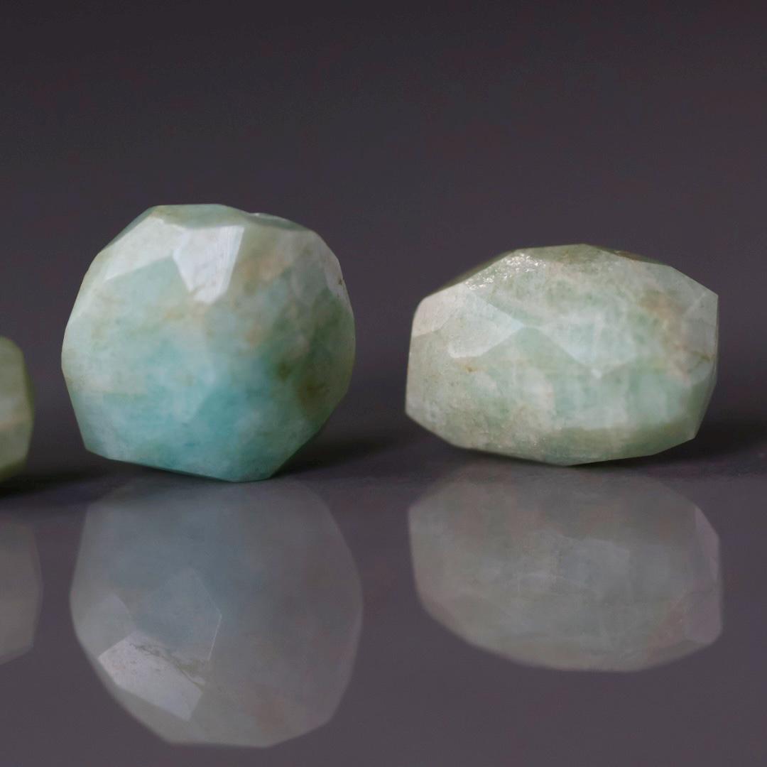 Amazonite Beads - Faceted Nugget Natural Gemstone 4 Pcs