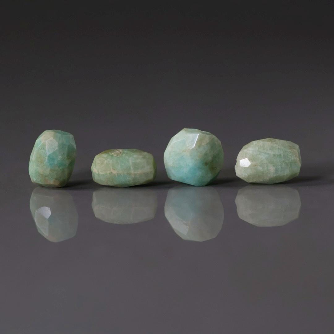 Amazonite Beads - Faceted Nugget Natural Gemstone 4 Pcs