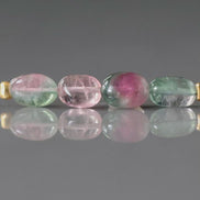 Pastel Bio Tourmaline Oval Beads Smooth 4 PCs Genuine Bi Color Pink Green Gemstone Beads DIY Jewelry Making Gift October Birthstone