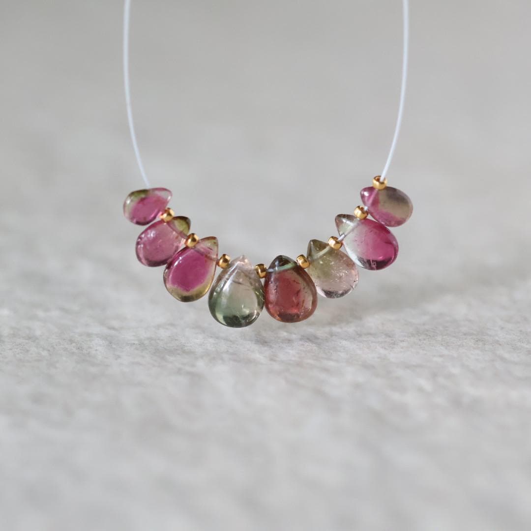 Bi Color Tourmaline Briolette Beads – Smooth Teardrop Natural Gemstone