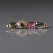 Bio Tourmaline Oval Beads Smooth 4 PCs Genuine Bi Color Pink Green Gemstone Beads DIY Jewelry Making Gift October Birthstone