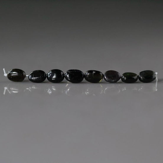 Black Dark Green Tourmaline Oval Beads Smooth 8 PCs Gemstone Beads DIY Jewelry Making Gift October Birthstone