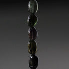 Black, Dark Green Tourmaline Beads - Smooth Oval Natural Gemstone 8 Pcs