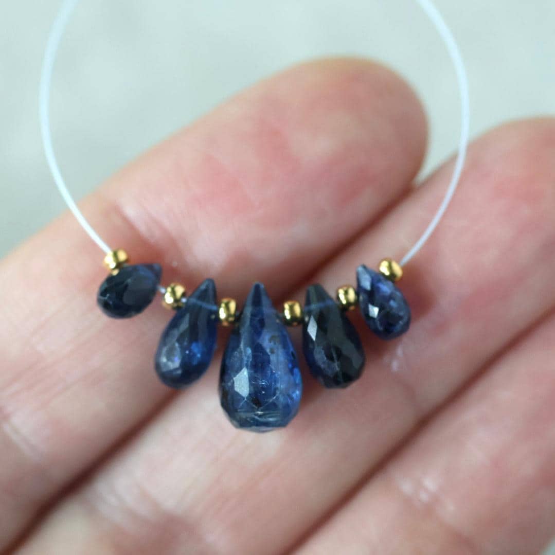 Blue Kyanite Faceted Briolette Beads Teardrops Drops 6-11mm 5 Pcs Natural Gemstone for DIY Jewelry Making
