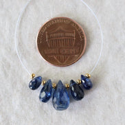 Blue Kyanite Faceted Briolette Beads Teardrops Drops 6-11mm 5 Pcs Natural Gemstone for DIY Jewelry Making