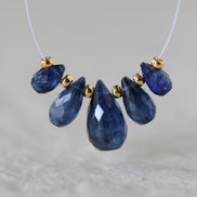 Blue Kyanite Faceted Briolette Beads Teardrops Drops 6-11mm 5 Pcs Natural Gemstone for DIY Jewelry Making