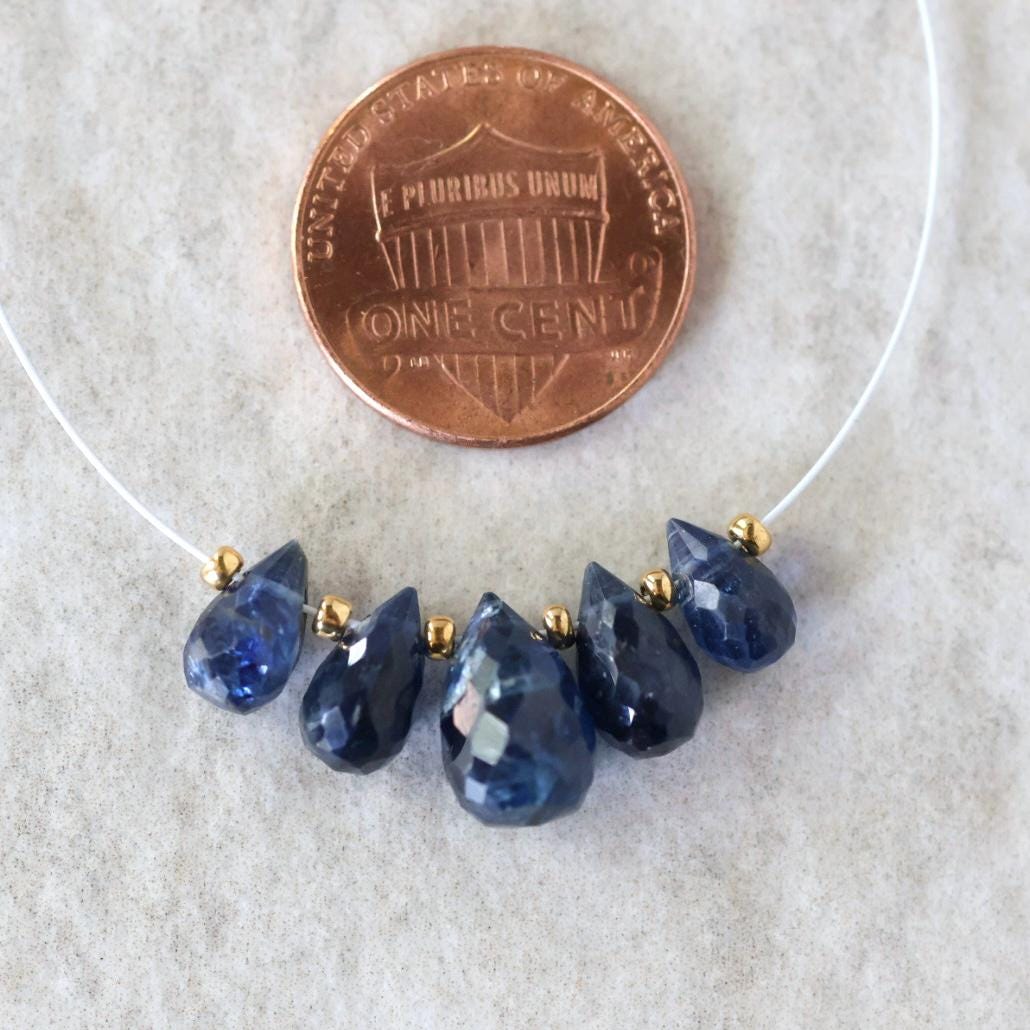 Blue Kyanite Faceted Briolette Beads Teardrops Drops 6-11mm 5 Pcs Natural Gemstone for DIY Jewelry Making